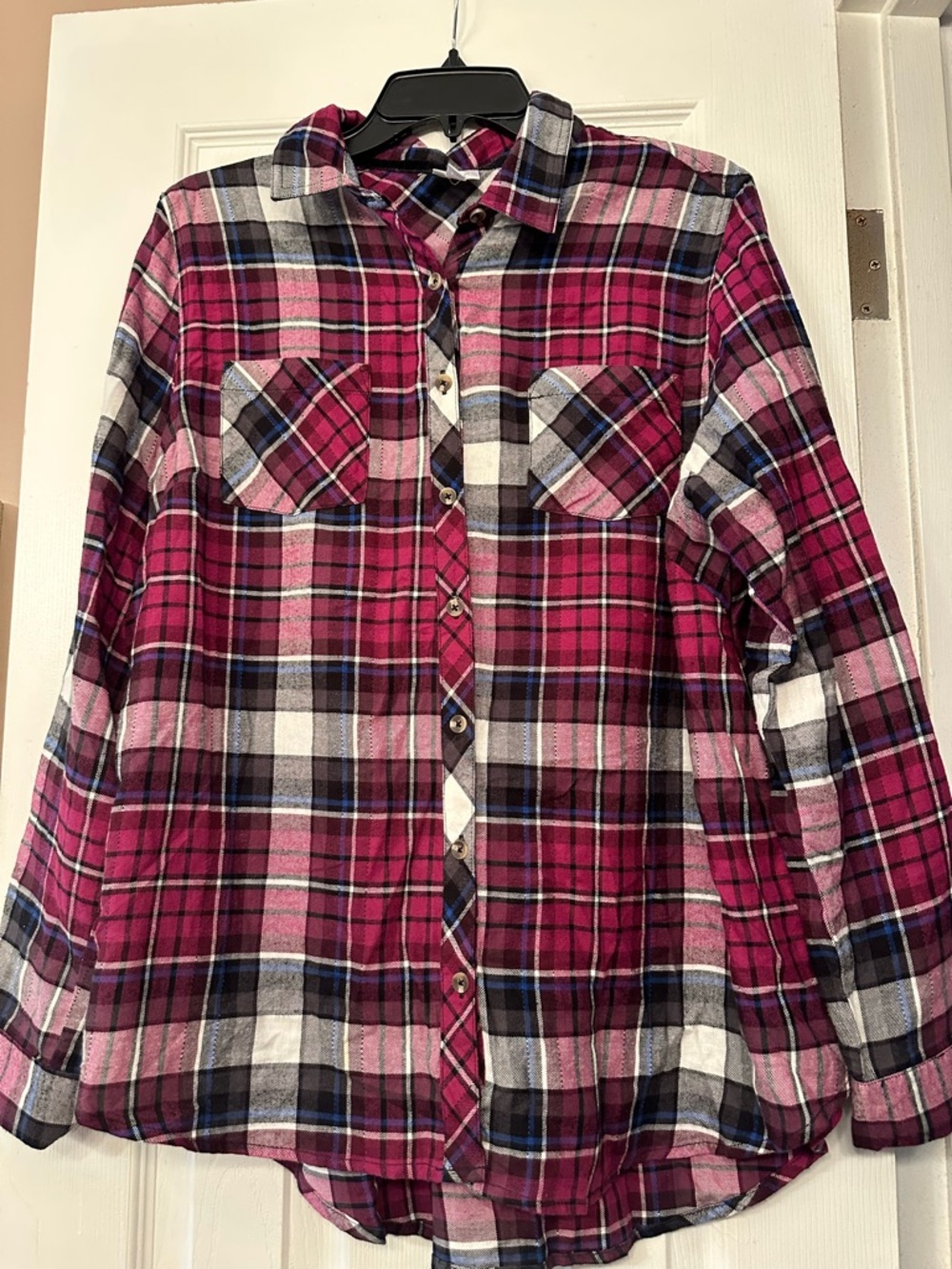 dressbarn Pink Plaid Button-Down Shirt